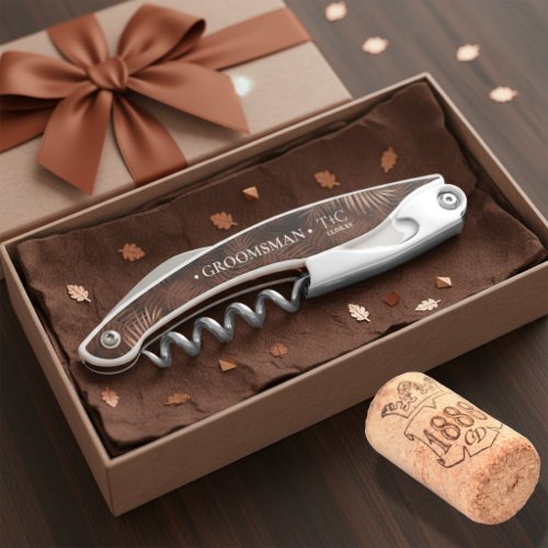 Copper Sunset Palm Leaves Pattern Groomsman ID1323 Waiter's Corkscrew