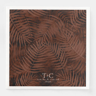 Copper Sunset Palm Leaves Pattern Wedding ID1323 Paper Dinner Napkins