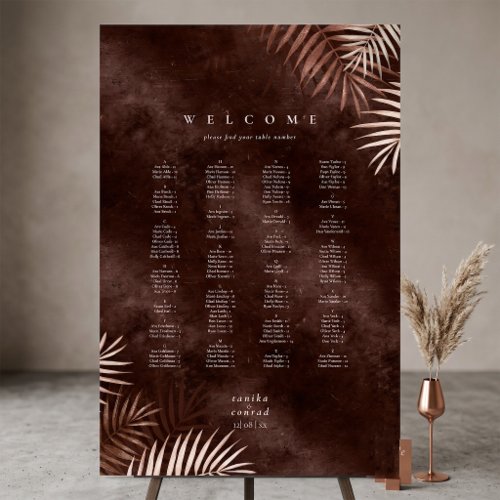 Copper Sunset Palm Leaves Seating Chart ID1323 Foam Board