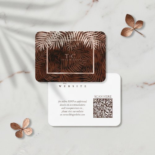 Copper Sunset Palm Leaves Wedding Website ID1323 Enclosure Card