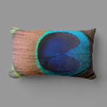 Copper/Teal/Blue Peacock Feather Lumbar Pillow
