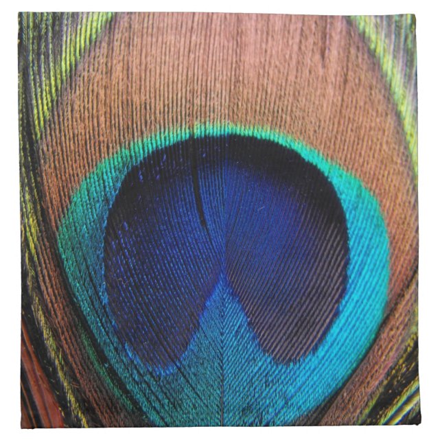 Copper/Teal/Blue Peacock Feather Napkin (Front)