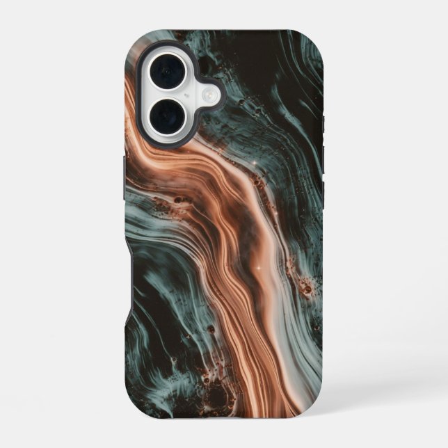 Copper & Teal Marble Flow Iphone Case (Back)