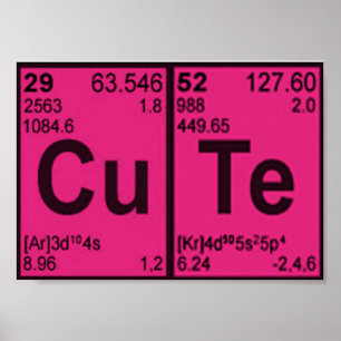Copper Tellurium "CuTe" Hot Pink Girls Geek Nerdy Poster