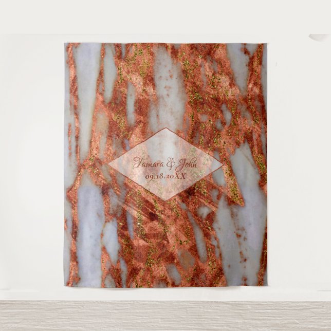 Copper Terracotta Marble Photo Booth Backdrop (Front)