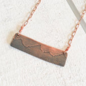 Copper Teton Mountain Range Pendant w/Necklace (Front)
