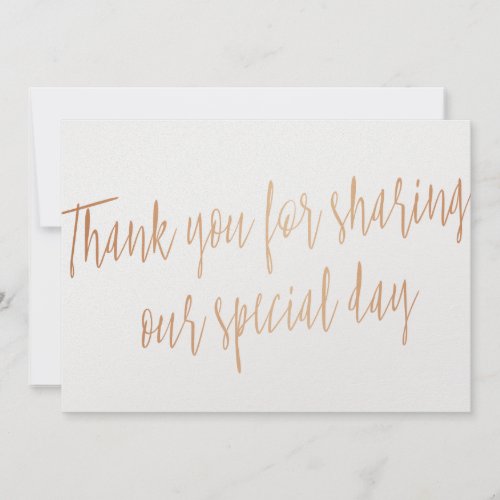 Copper Thank you for sharing our special day Thank You Card