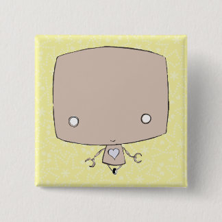Copper the Little Robot (lemon washi print) Button