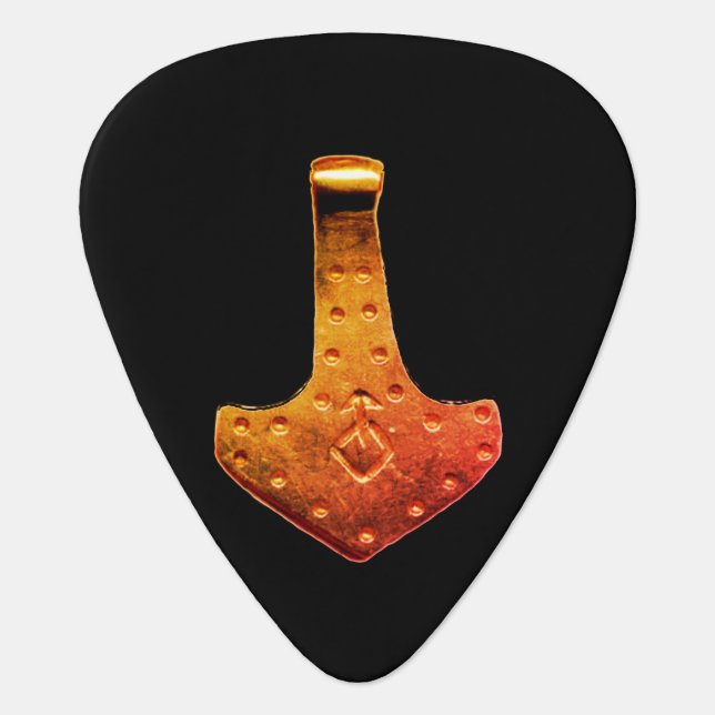 Copper Thor Hammer black guitar pick (Front)