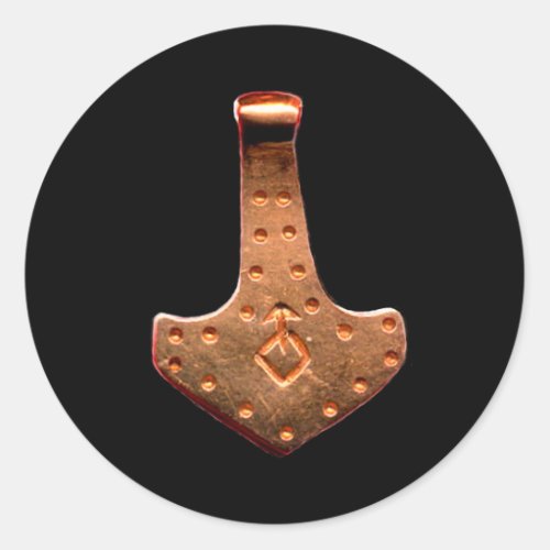 Copper Thor Hammer black large round stickers