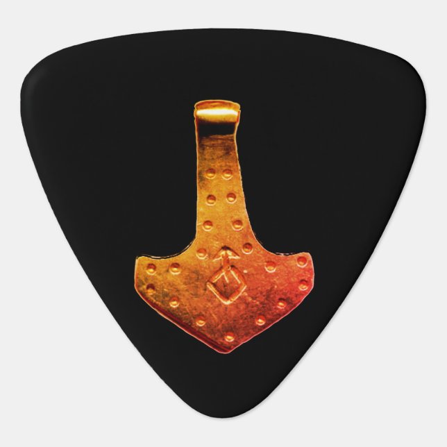 Copper Thor Hammer black triangle guitar pick (Front)