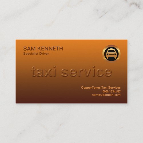 Copper Tones Embossed Taxi Service Business Card