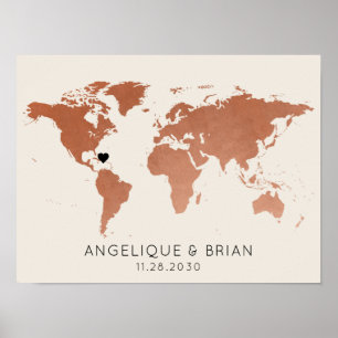 Copper Travel Theme Guest Sign In Wedding Mitzvah