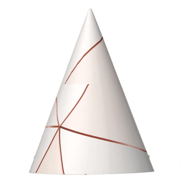 Copper triangles, metallic, glitter, polygonal. party hat (Front)