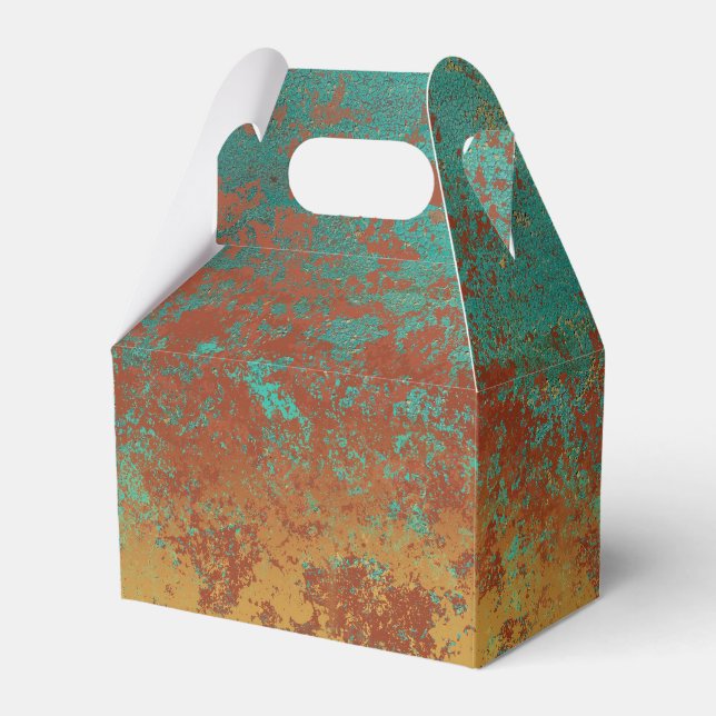 Copper Turquoise Blue Orange Brown Favor Boxes (Front Side)