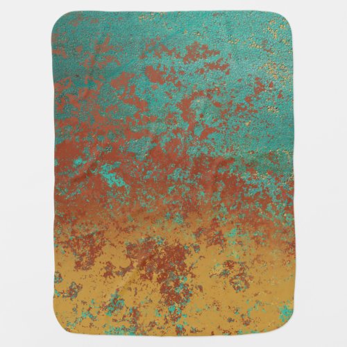 Copper Turquoise Blue Orange Brown Texture Baby Blanket