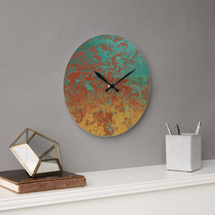 Wall Clock Round, Industrial Clock Copper Patina. Wall Art Copper, Large  Clock Copper Color, Raw Copper Clock. Wall Decor. Gift Copper 