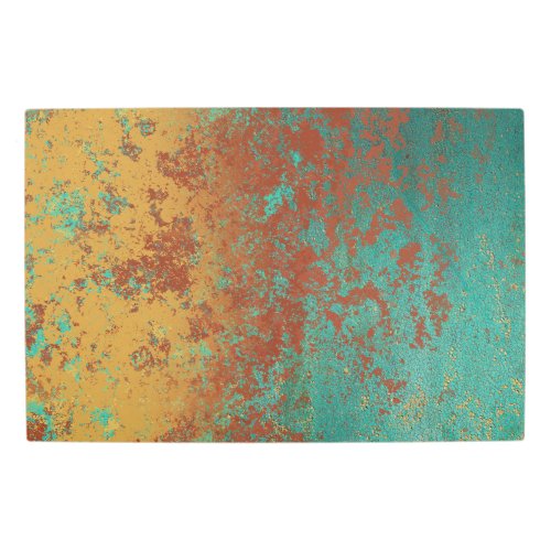 Copper Turquoise Blue Orange Brown Texture Metal Print