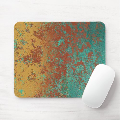 Copper Turquoise Blue Orange Brown Texture Mouse Pad