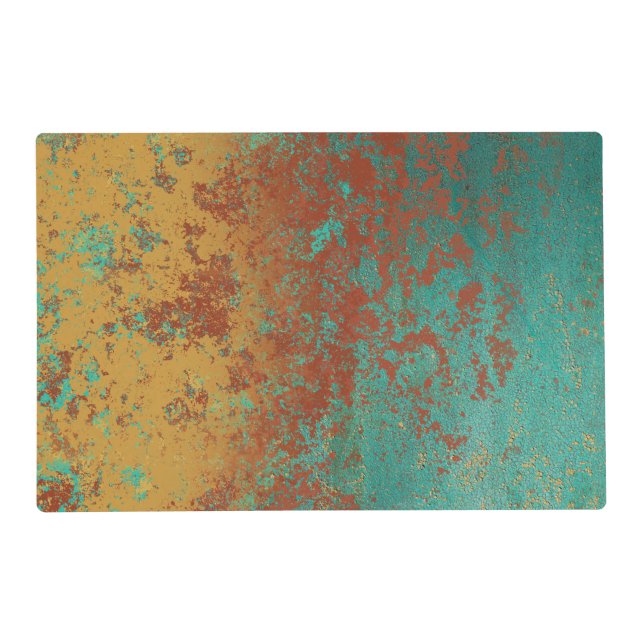 Copper Turquoise Blue Orange Brown Texture Placemat (Front)