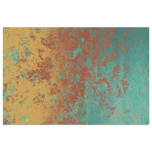 Copper Turquoise Blue Orange Brown Texture Tissue Paper