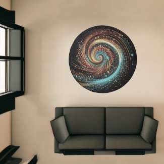 Copper Turquoise Circle Dot Abstract  Rug