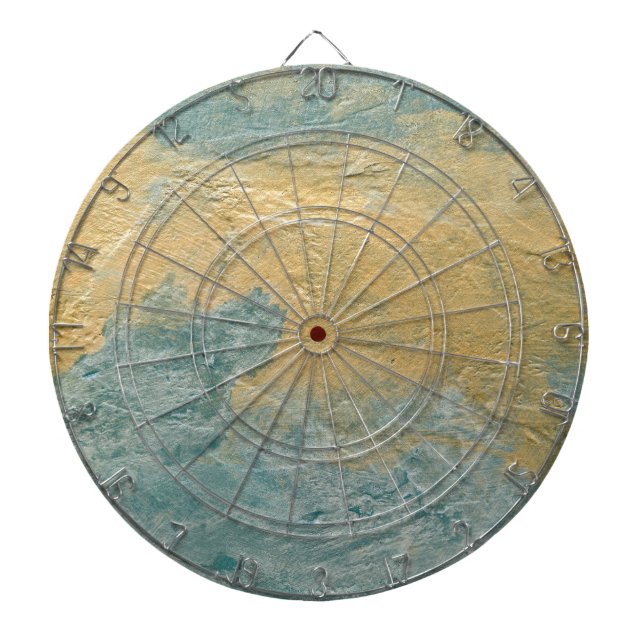 Copper Turquoise Faux Finish Dartboard With Darts (Front)