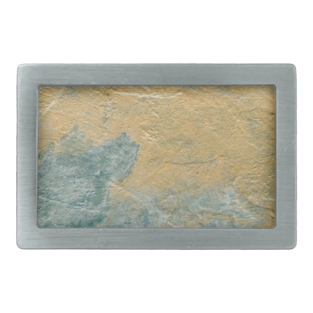 Copper Turquoise Faux Finish Rectangular Belt Buckle (Front)