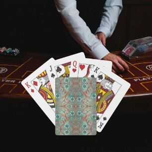 Copper Turquoise Floral Poker Cards