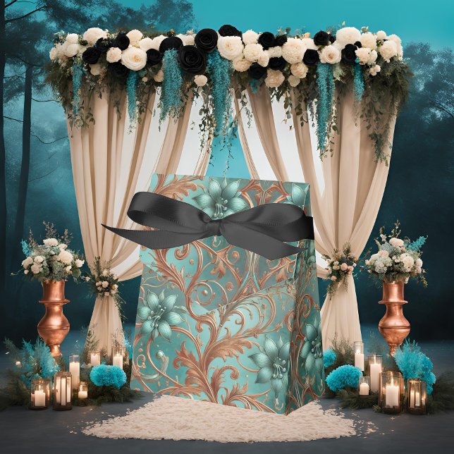 Copper Turquoise Flowers and Vines Favor Boxes (Creator Uploaded)