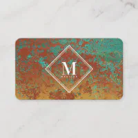 Construction Vintage Monogram Turquoise Copper Business Card, Zazzle in  2023