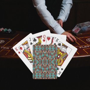 Copper Turquoise Pattern Poker Cards
