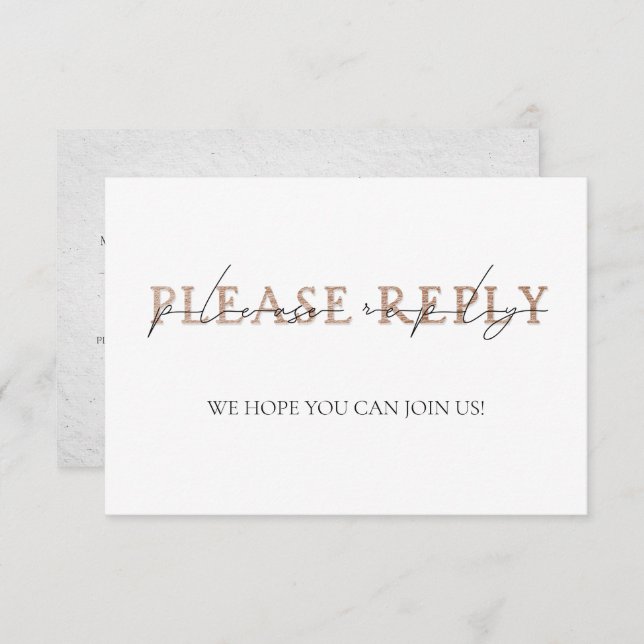 COPPER TYPOGRAPHY Hand Lettered Wedding RSVP Invitation (Front/Back)