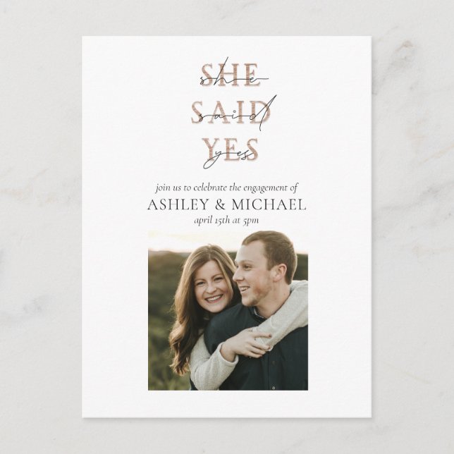 COPPER TYPOGRAPHY Photo Wedding Engagement Party Announcement Postcard (Front)