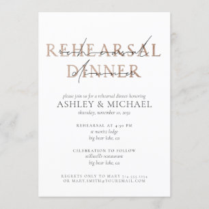 COPPER TYPOGRAPHY Wedding Rehearsal Dinner Invitation
