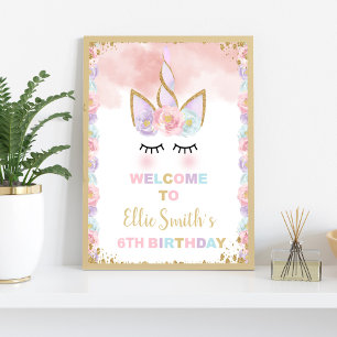 Copper Unicorn Birthday Party Welcome Sign