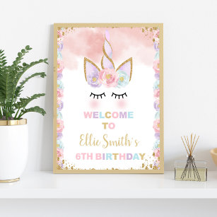 Copper Unicorn Birthday Welcome Signs