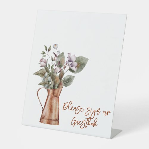Copper Vase of Flowers Sign Guestbook Wedding