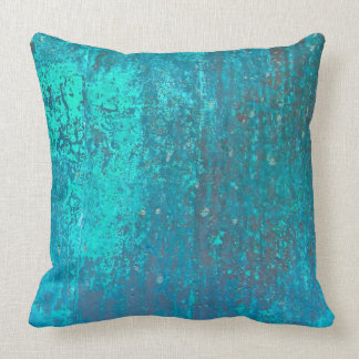 copper verdigris teal abstract modern art design throw pillow