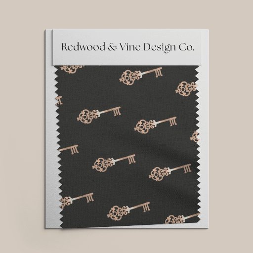 Copper | Vintage Key Pattern Fabric
