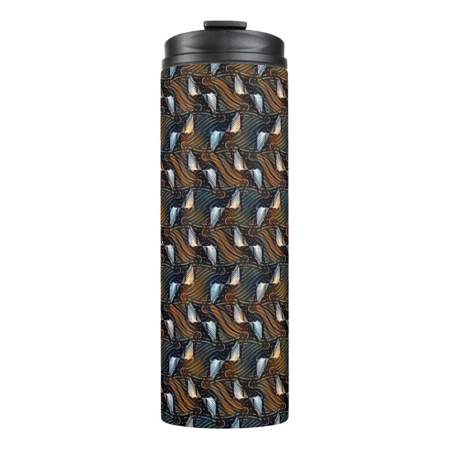 Copper Waves Abstract Geometric Flow Pattern 1303 Thermal Tumbler (Front)