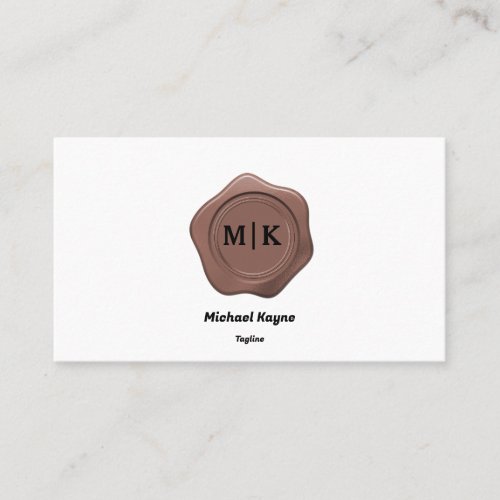 Copper Wax Seal on Black  White Business Card