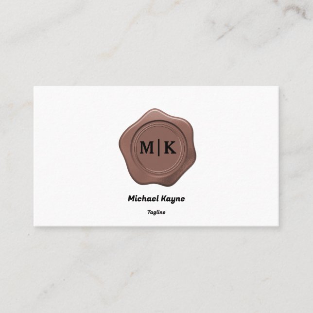 Copper Wax Seal on Black & White Business Card (Front)