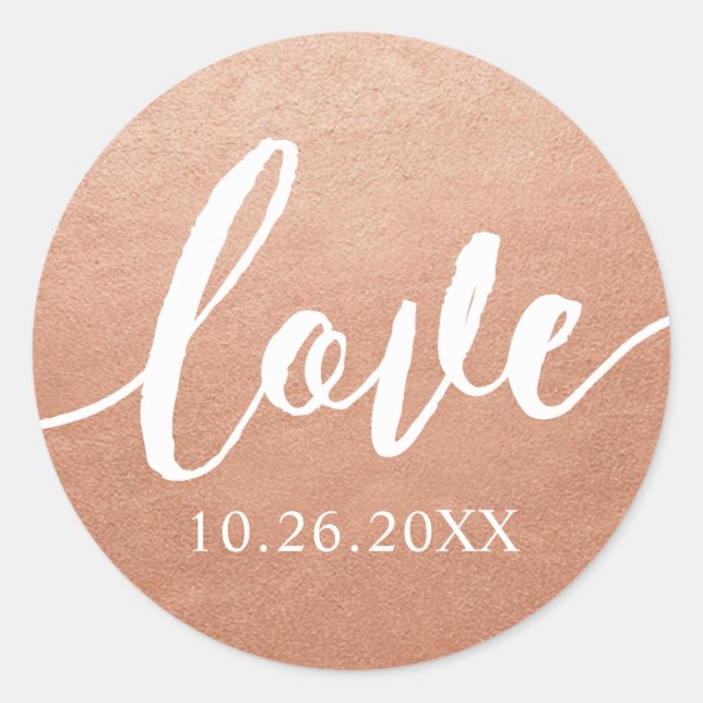 Copper Wedding Calligraphy Love Favor Label Seal (Front)