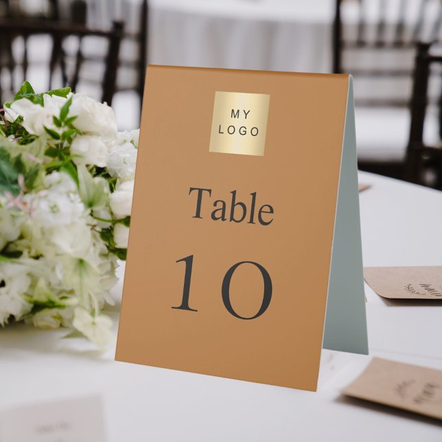 Copper white business logo table number table tent (Creator Uploaded)