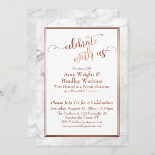 Copper White Marble Celebrate with Us Wedding Fun Invitation