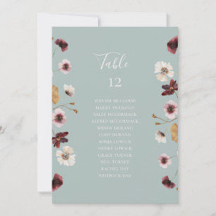 Copper Wildflower Teal Table Seating Chart