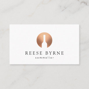 Copper Wine Bottle Sommelier Logo Business Card