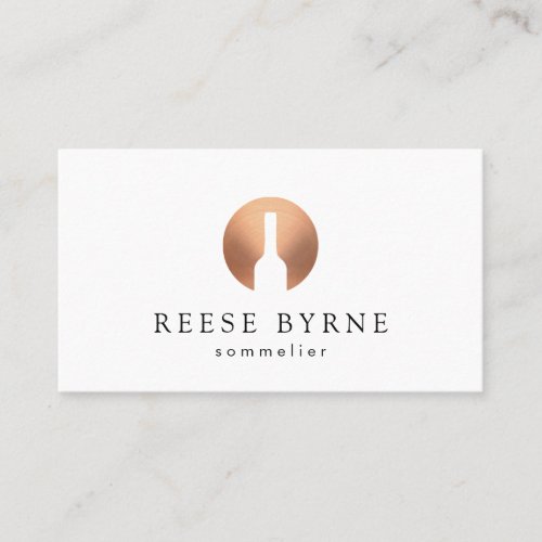 Copper Wine Bottle Sommelier Logo Business Card