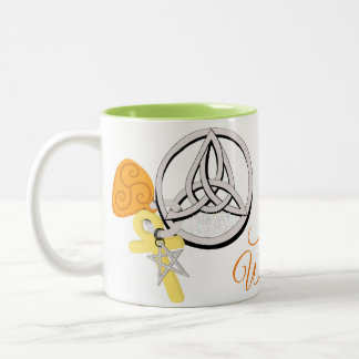 Copper Witchin' Triskele Triquetra Ankh Pentagram Two-Tone Coffee Mug